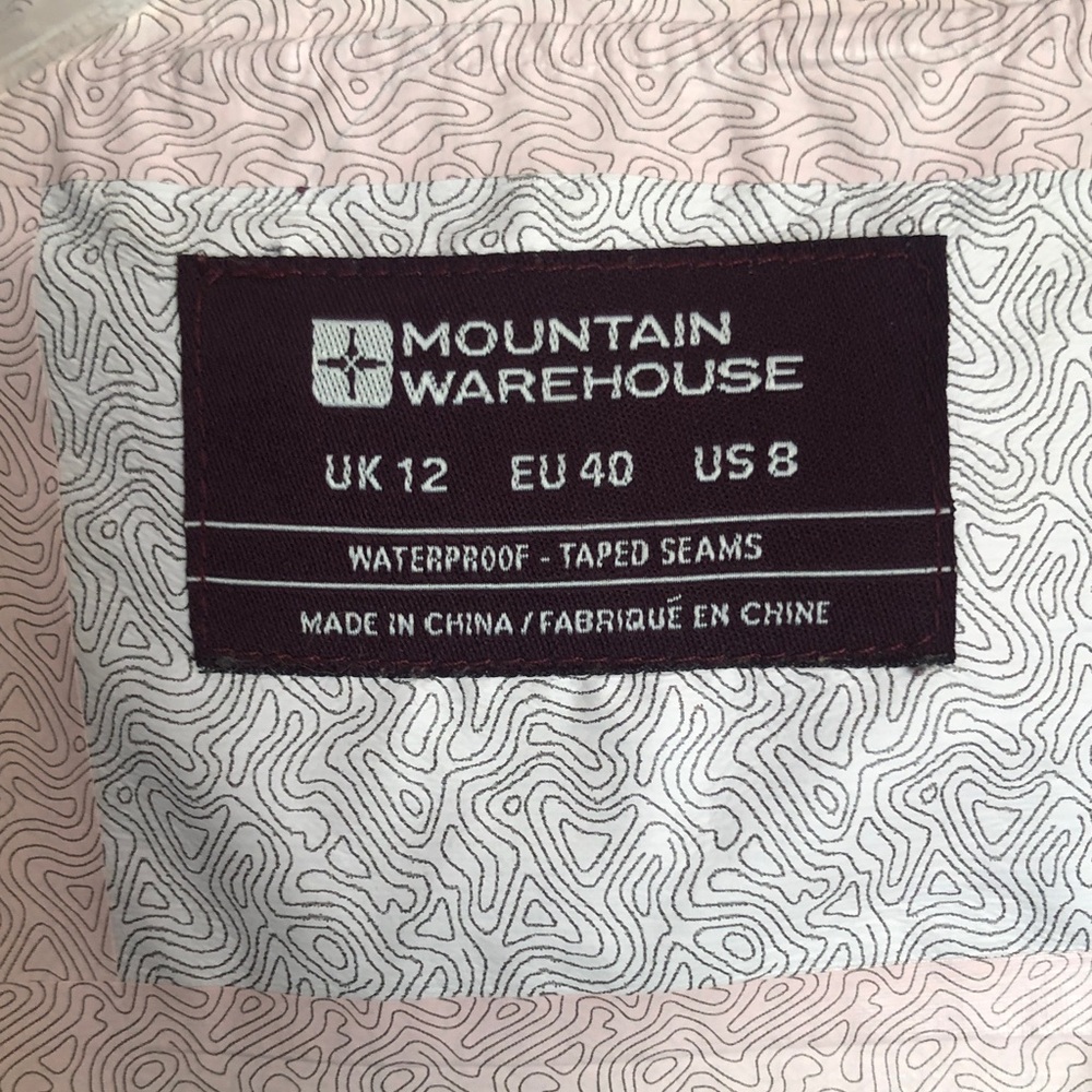MOUNTAIN WAREHOUSE size 8 waterproof hooded zip up raincoat jacket 3/4 length - Picture 13 of 16
